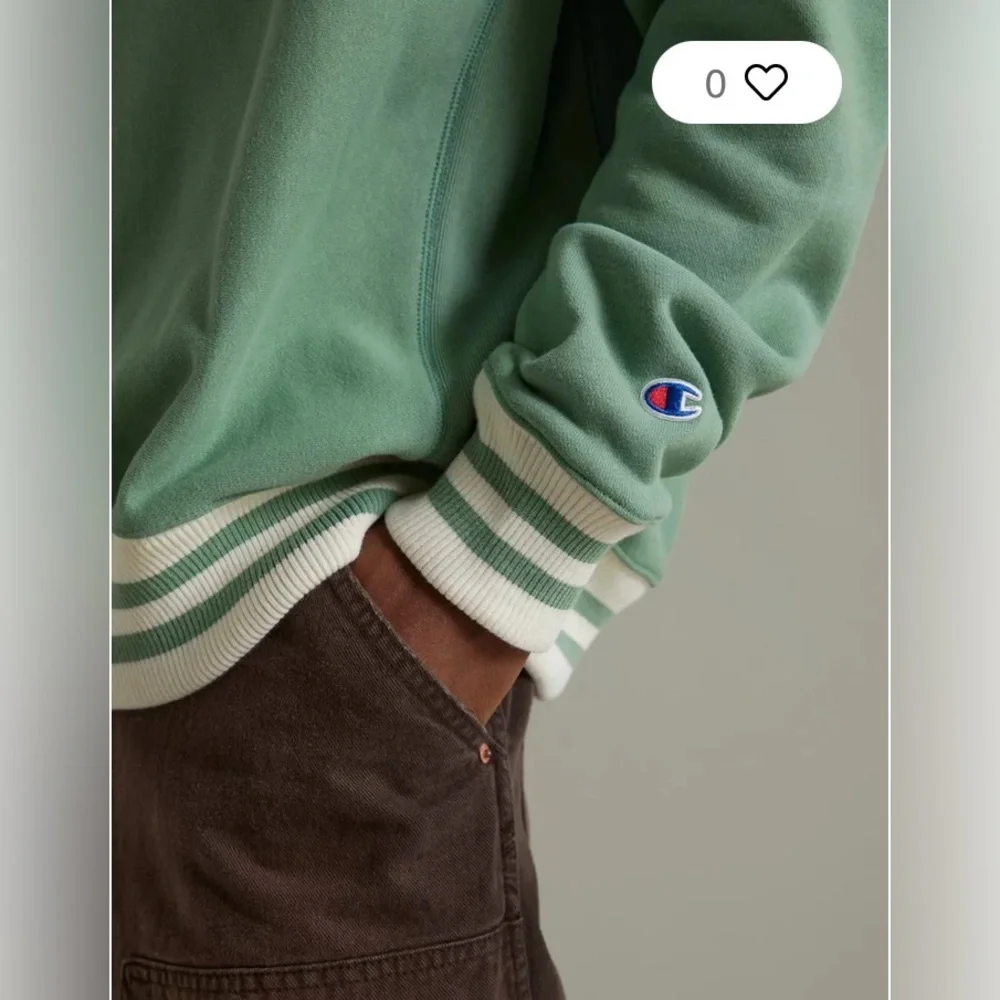 Champion team reverse wave Green Crewneck Sweater with Varsity Style Sz:M